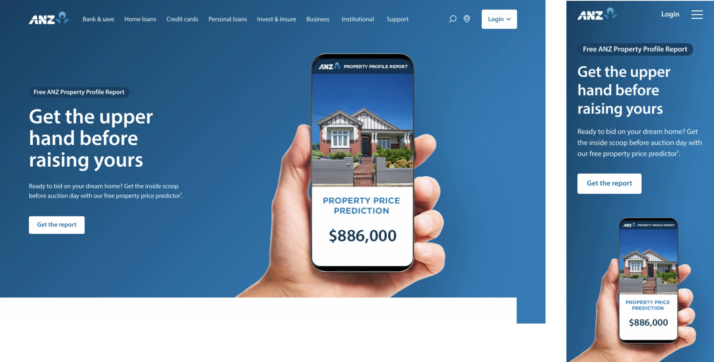 ANZ property report page shown on desktop and mobile